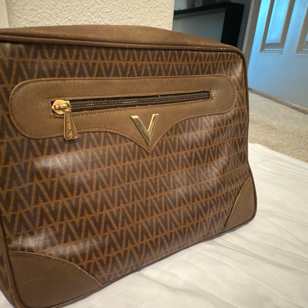 Vintage Mario Valentino Brown Monogram Crossbody Messenger Bag